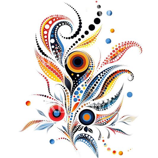 Farbenfrohes Tattoo-Design mit australischer Ureinwohnerkunst