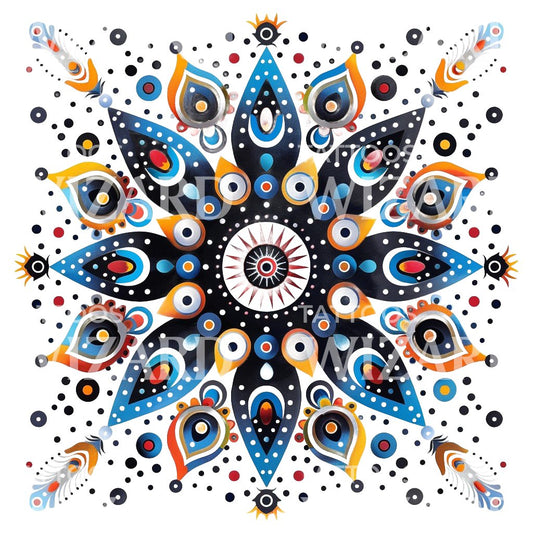 Colorful Explosion Mandala Tattoo Design