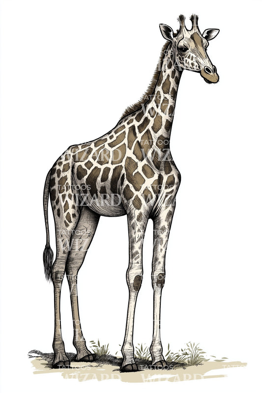 Colorful Giraffe Safari Tattoo Design