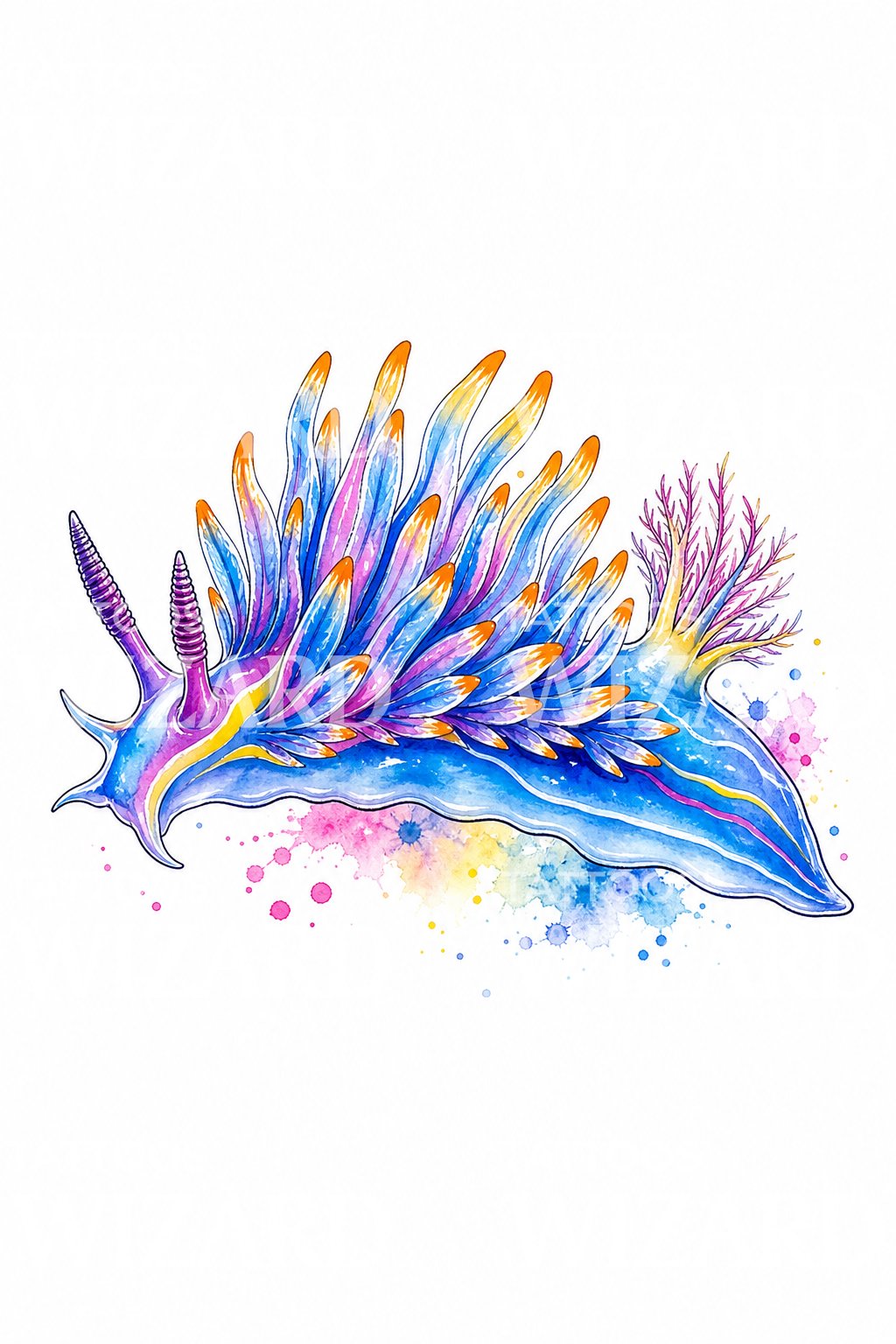 Colorful Nudibranch Sea Slug Tattoo Design