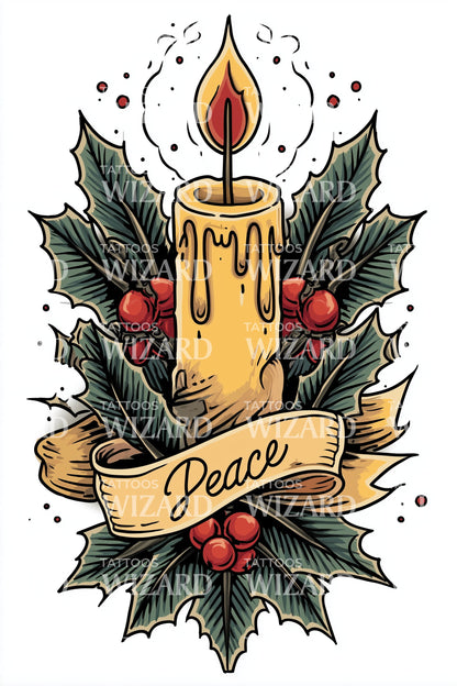 Colorful Peace Candle Tattoo Design