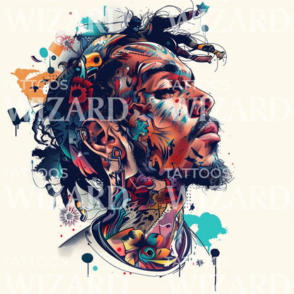 Colorful Portrait Tattoo Illustration