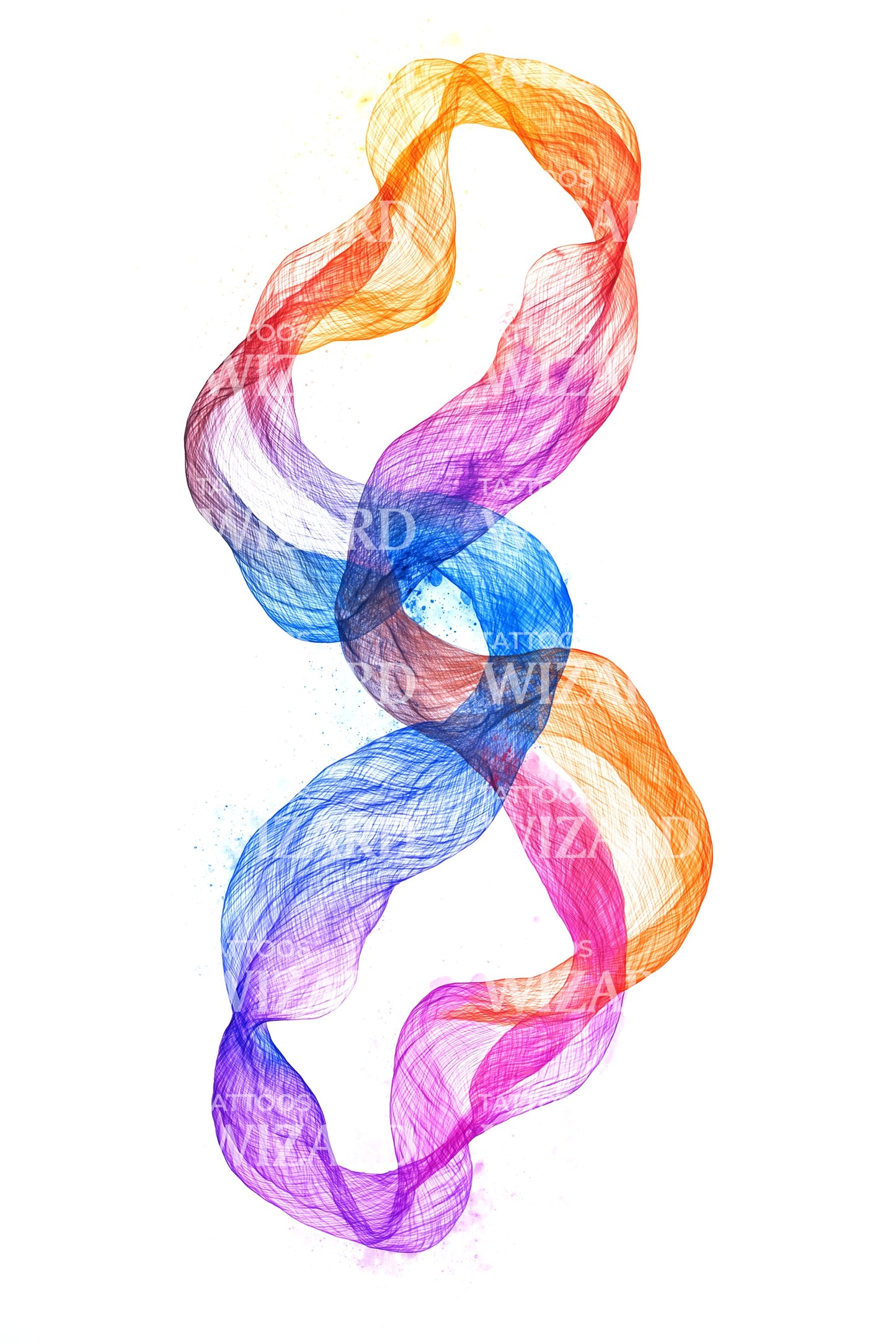 Colorful Ribbon Smoke Tattoo Illustration