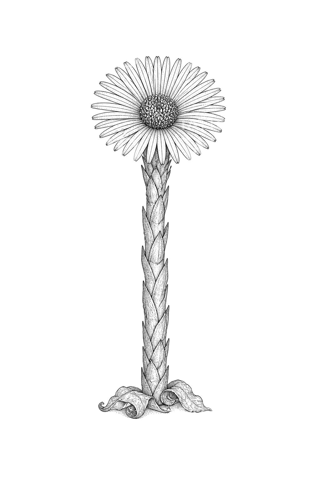 Podběl před listy Tattoo Design