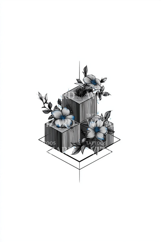 Kolomvormige flora tatoeage illustratie