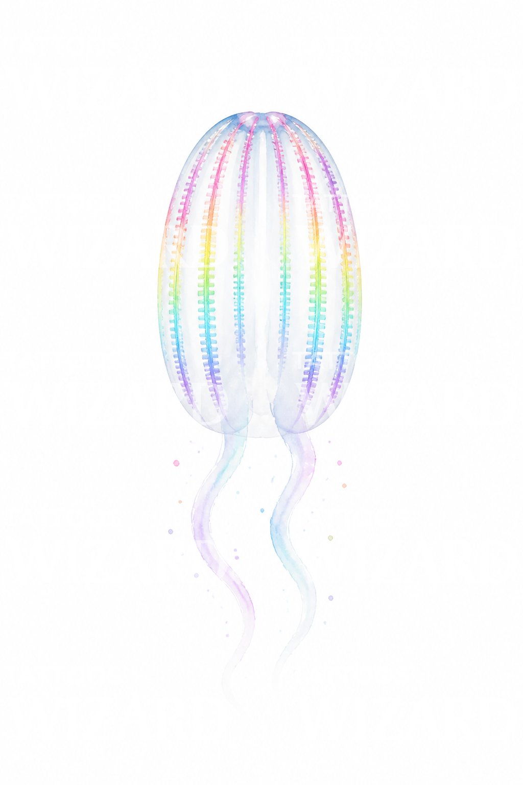 Comb Jelly Rainbow Tattoo Illustration
