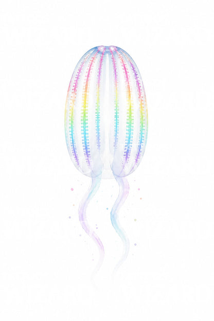 Comb Jelly Rainbow Tattoo Illustration