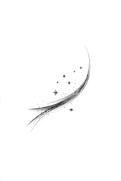 彗星弧线极简纹身设计