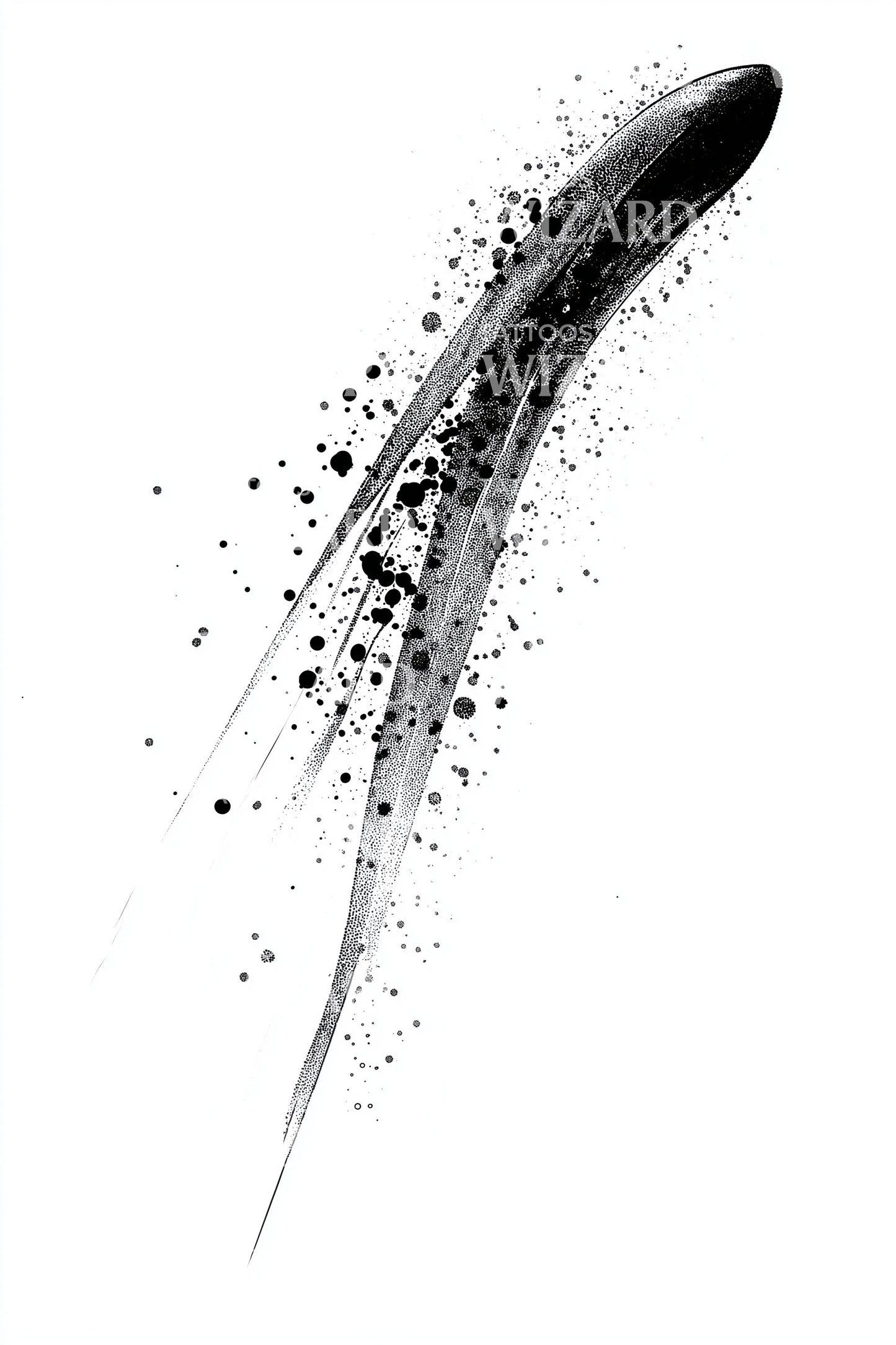 Comet Feather Sweep Tattoo Idea