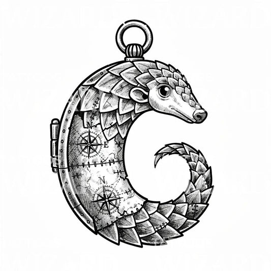 Gordeldier met kompas als tattoo-ontwerp