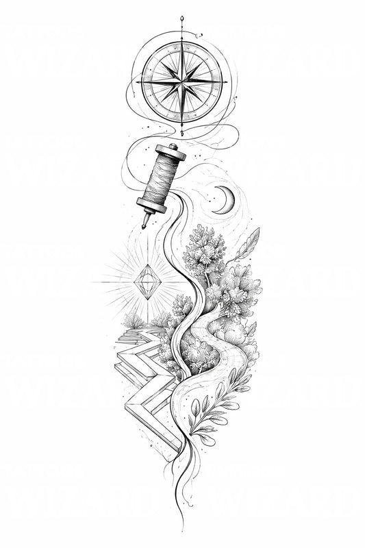 Compass Journey Tattoo Design