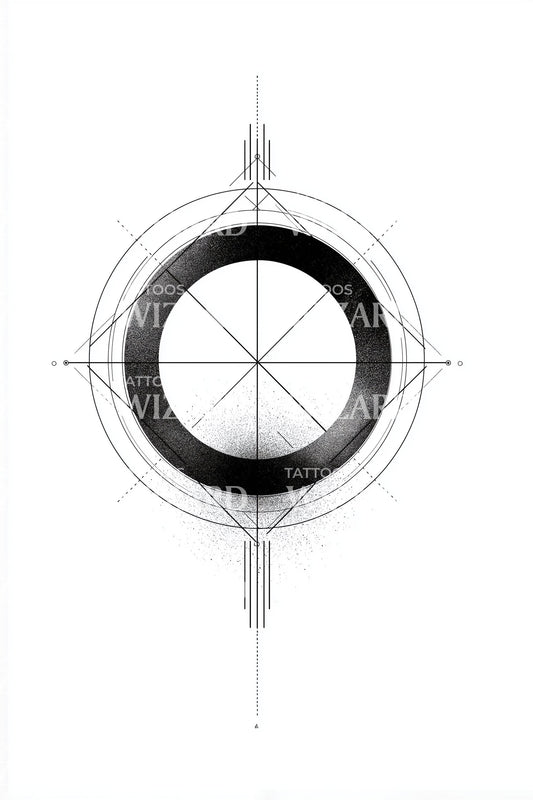 Kompas Ring Zonsverduistering Tattoo Illustratie