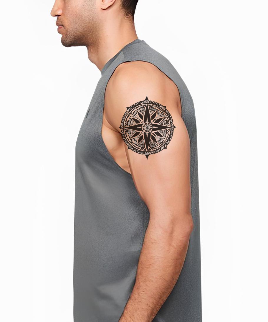 Vintage Compass Rose Tattoo Illustration