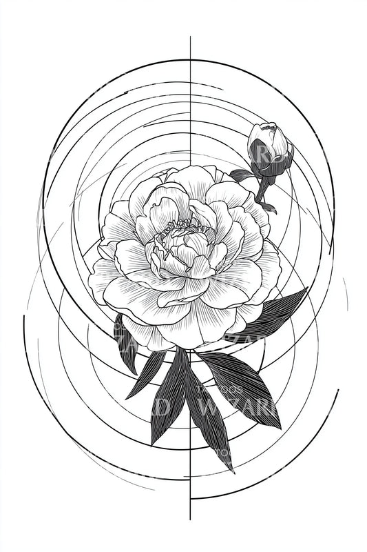 Kompasroos Bloem Tatoeage Ontwerp