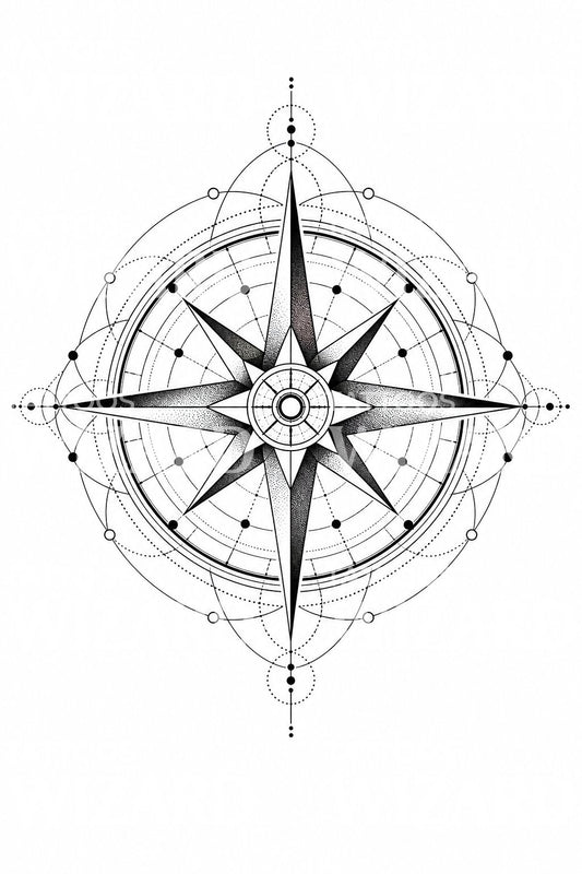 Kompassrose Tattoo-Design