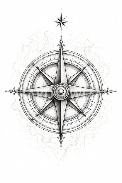 Compass Rose Tattoo Design