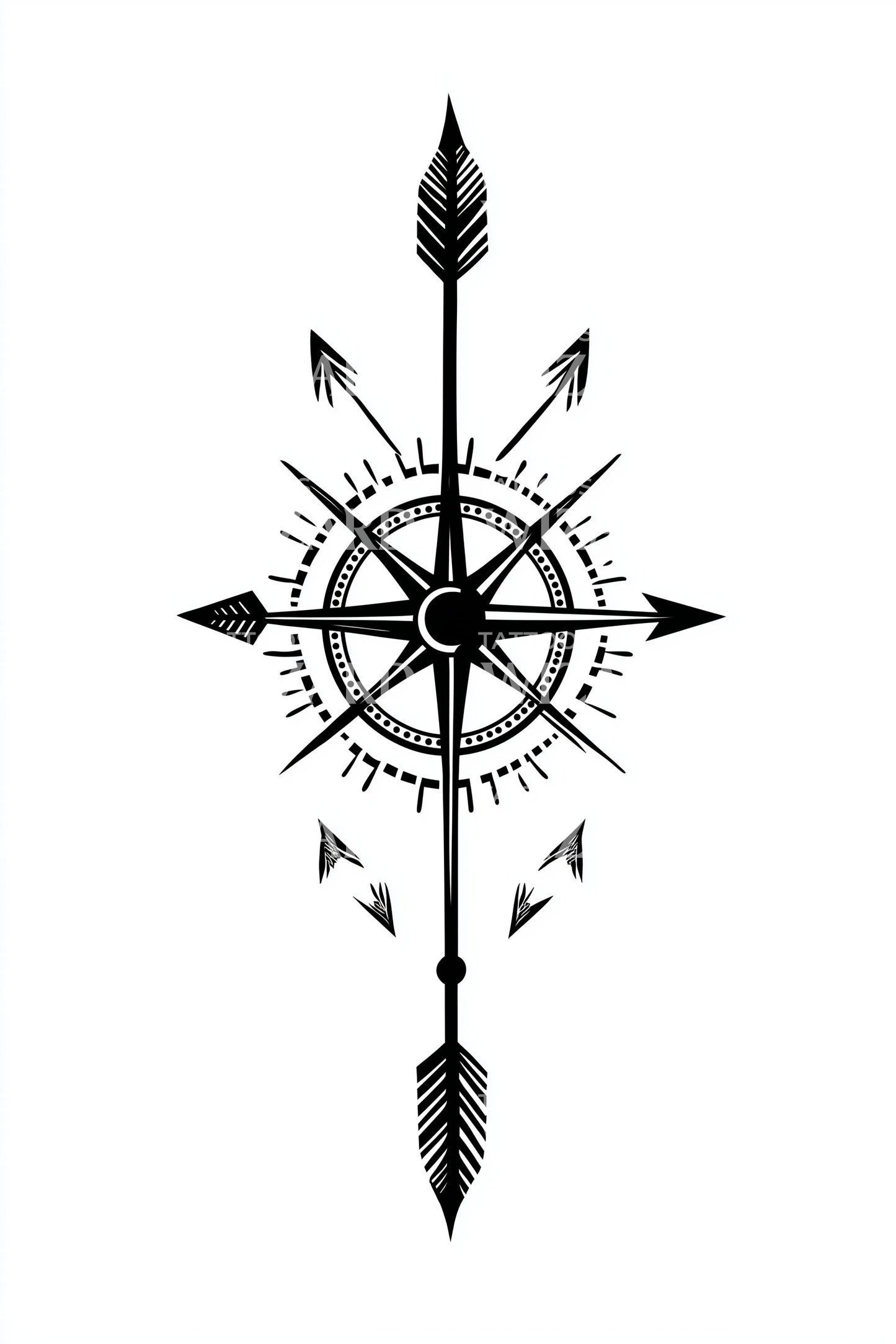 Compass Star Arrows Tattoo Design