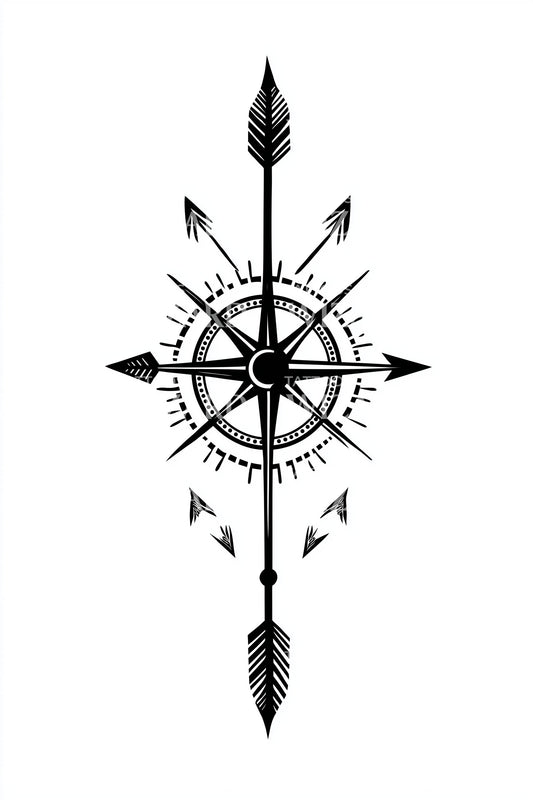 Compass Star Arrows Tattoo Design