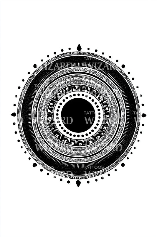 Desenho de Tatuagem Mandala Orbital Concêntrica