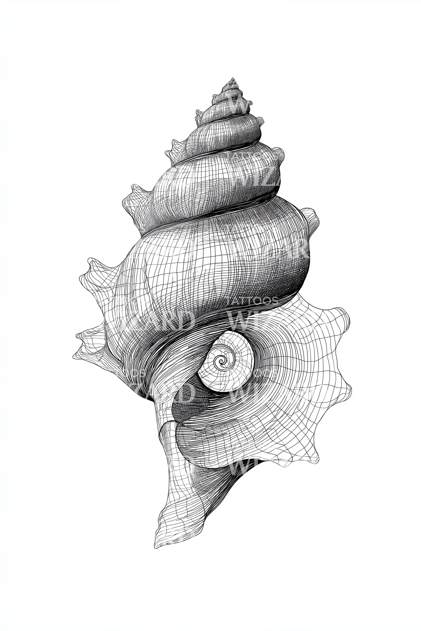 Conch Shell Texture Tattoo Design – Tattoos Wizard Designs
