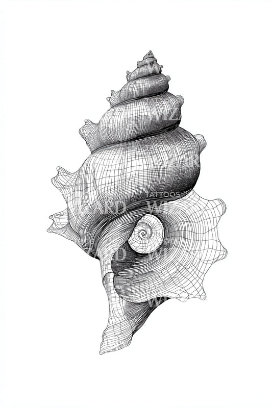 Conch Shell Texture Tattoo Design