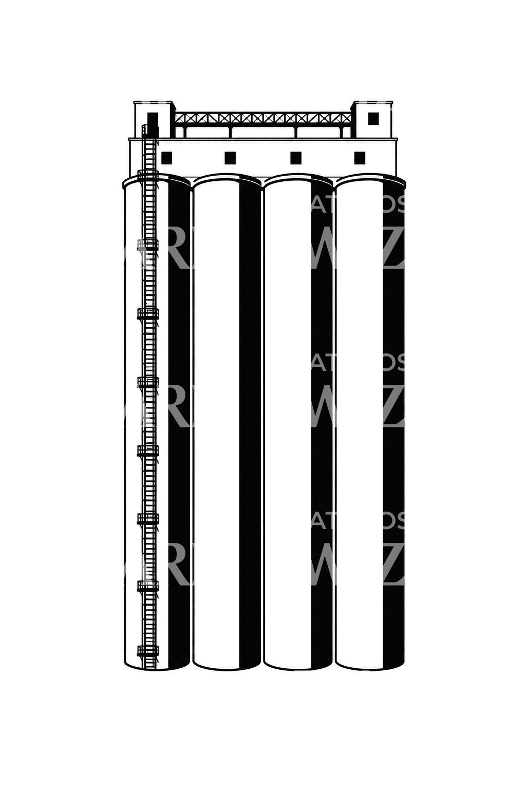 Design de tatuagem de silos de cereais em betão