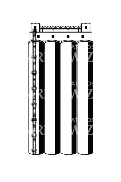 Design de tatuagem de silos de cereais em betão