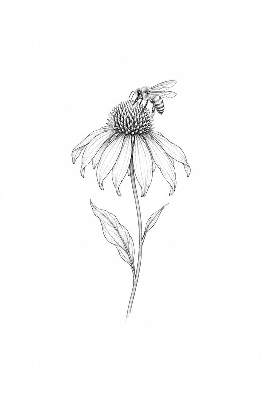 Coneflower and Honeybee Tattoo Idea