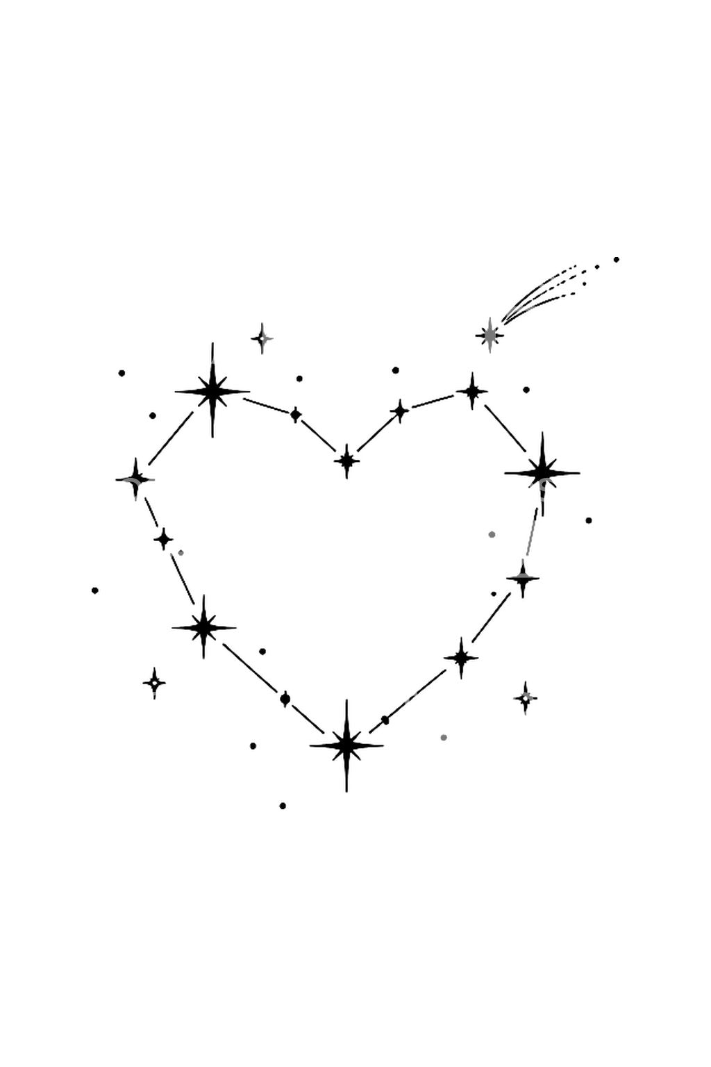 Constellation Heart Fine Line Tattoo Idea