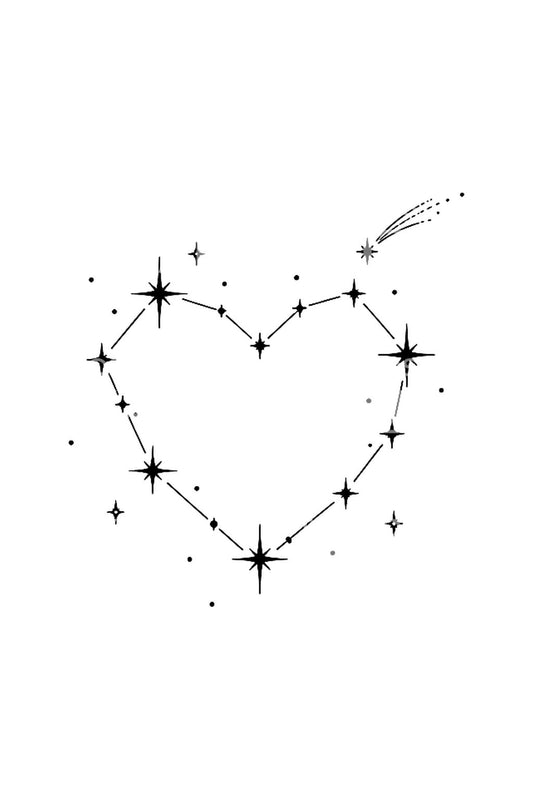 Constellation Heart Fine Line Tattoo Idea