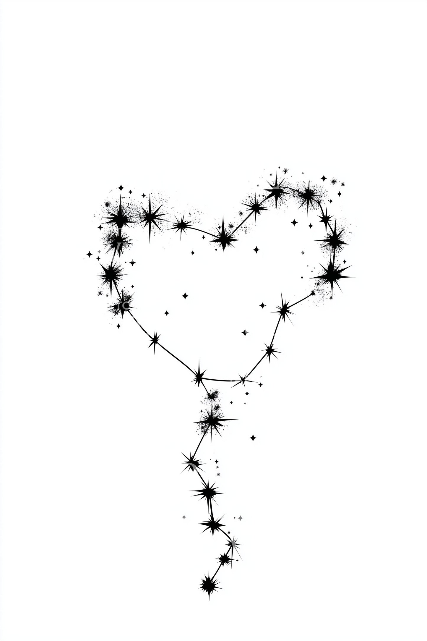Constellation Heart Outline Tattoo Idea