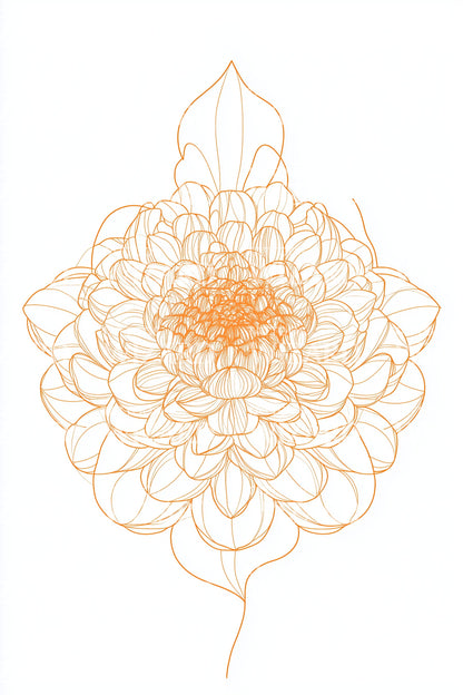 Continuous Dahlia Line Tattoo Design