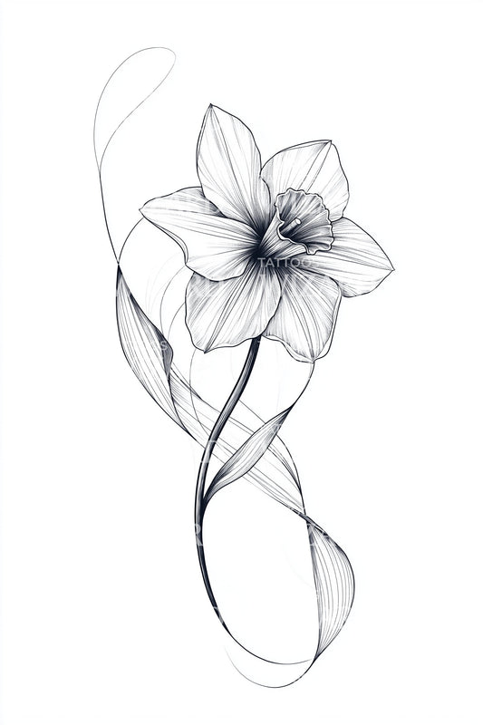 Continuous Line Bloom Tattoo Design