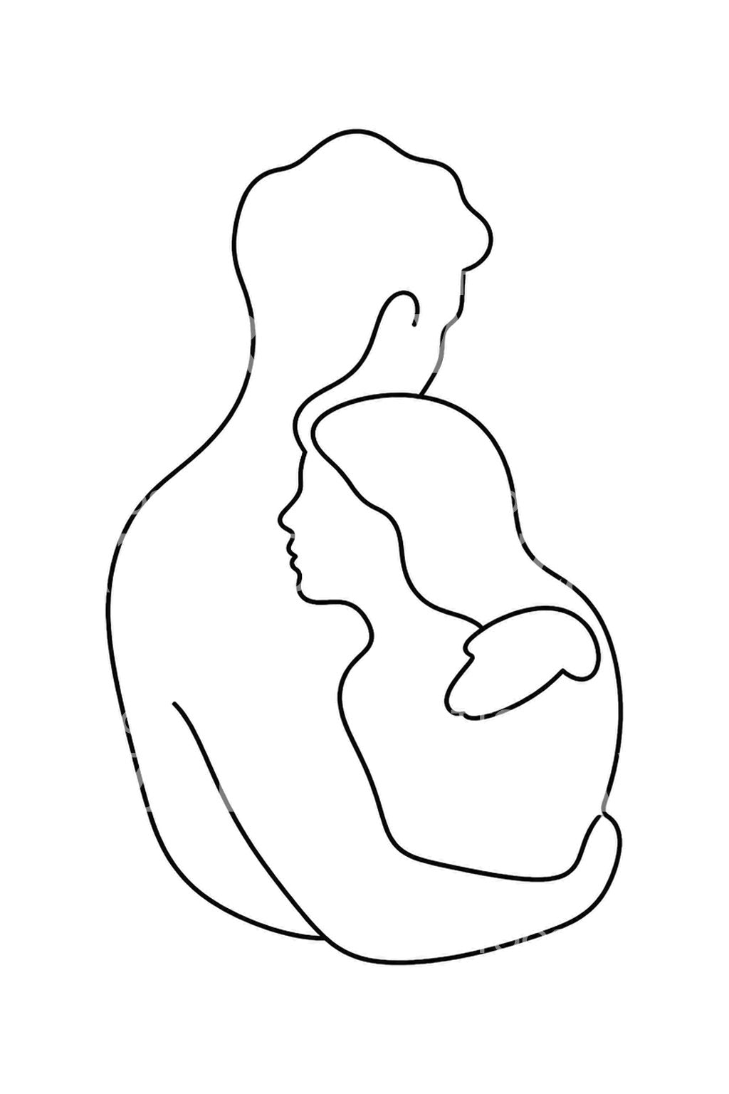 Ilustrace tetování objetí jednou linií