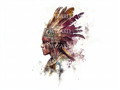 Design de tatouage aquarelle de guerrier aztèque cool