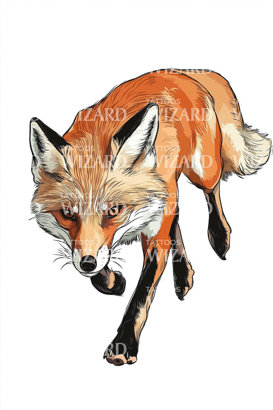 Copper Fox Walk Tattoo Illustration