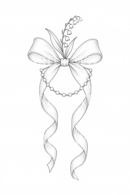 Motif de tatouage coquette avec nœud en ruban