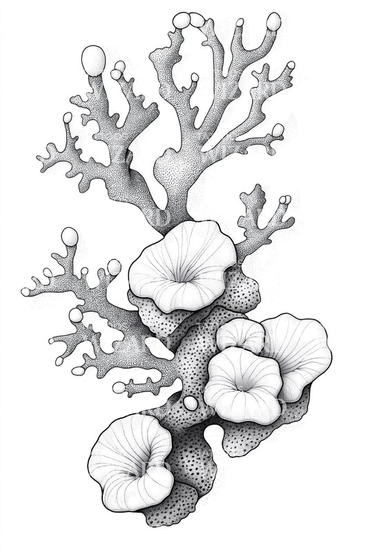 Coral Blossom Cluster Tattoo Illustration