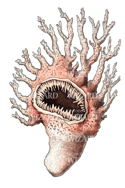 Coral Maw Polyp Tattoo Illustration