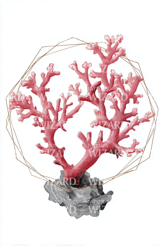 Coral Polygon Tattoo Design