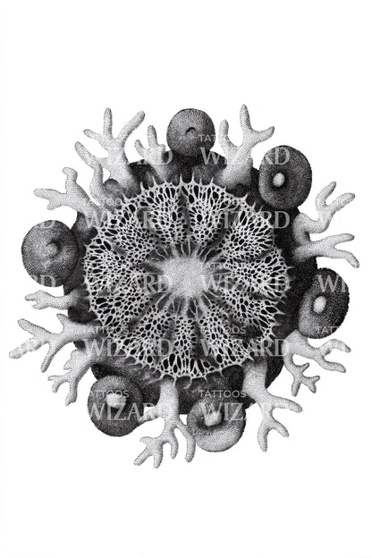 Coral Polyp Mandala Tattoo Design