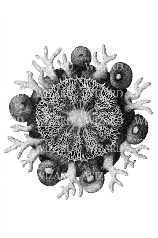 Coral Polyp Mandala Tattoo Design