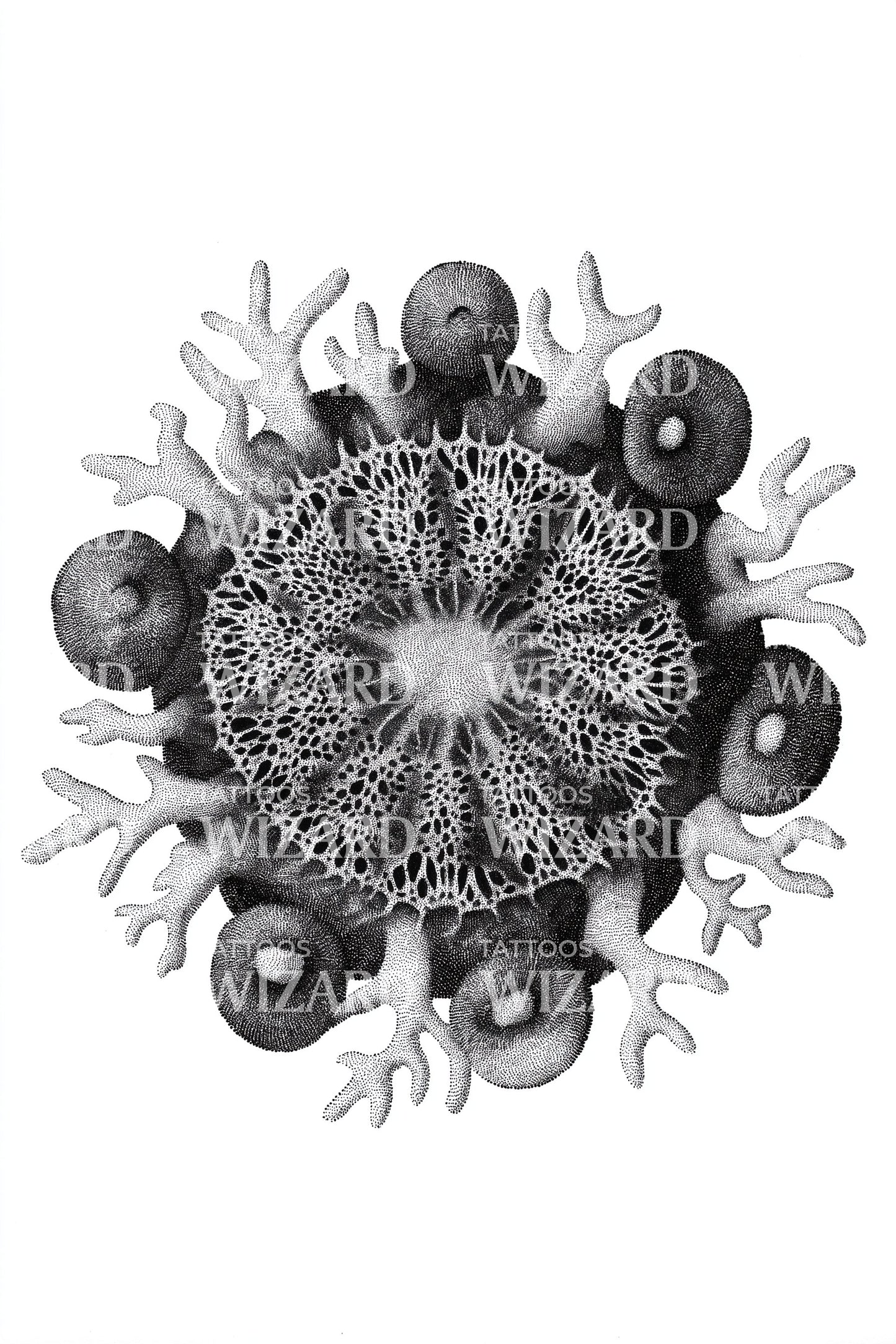 Coral Polyp Mandala Tattoo Design