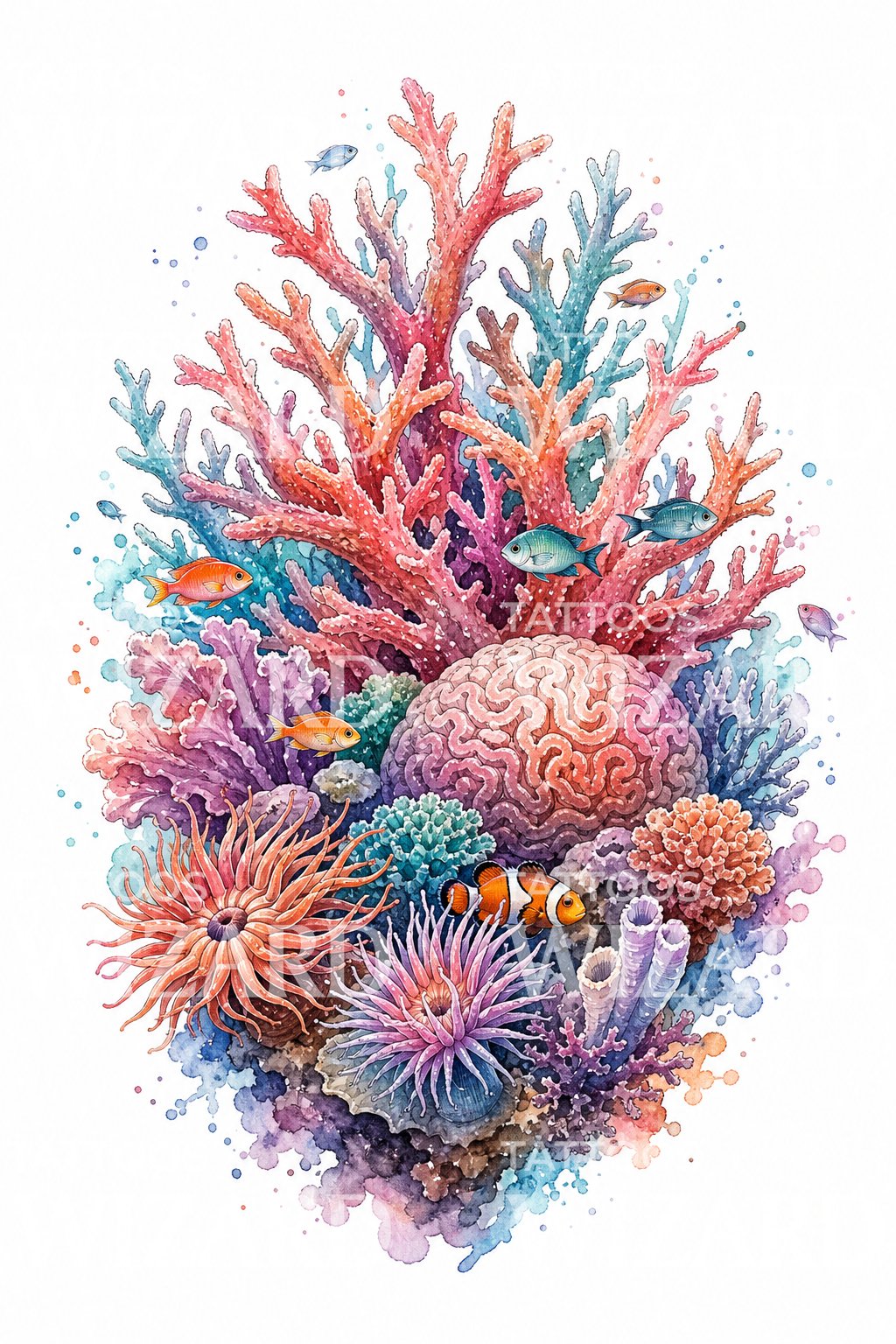 Coral Reef Cluster Tattoo Design