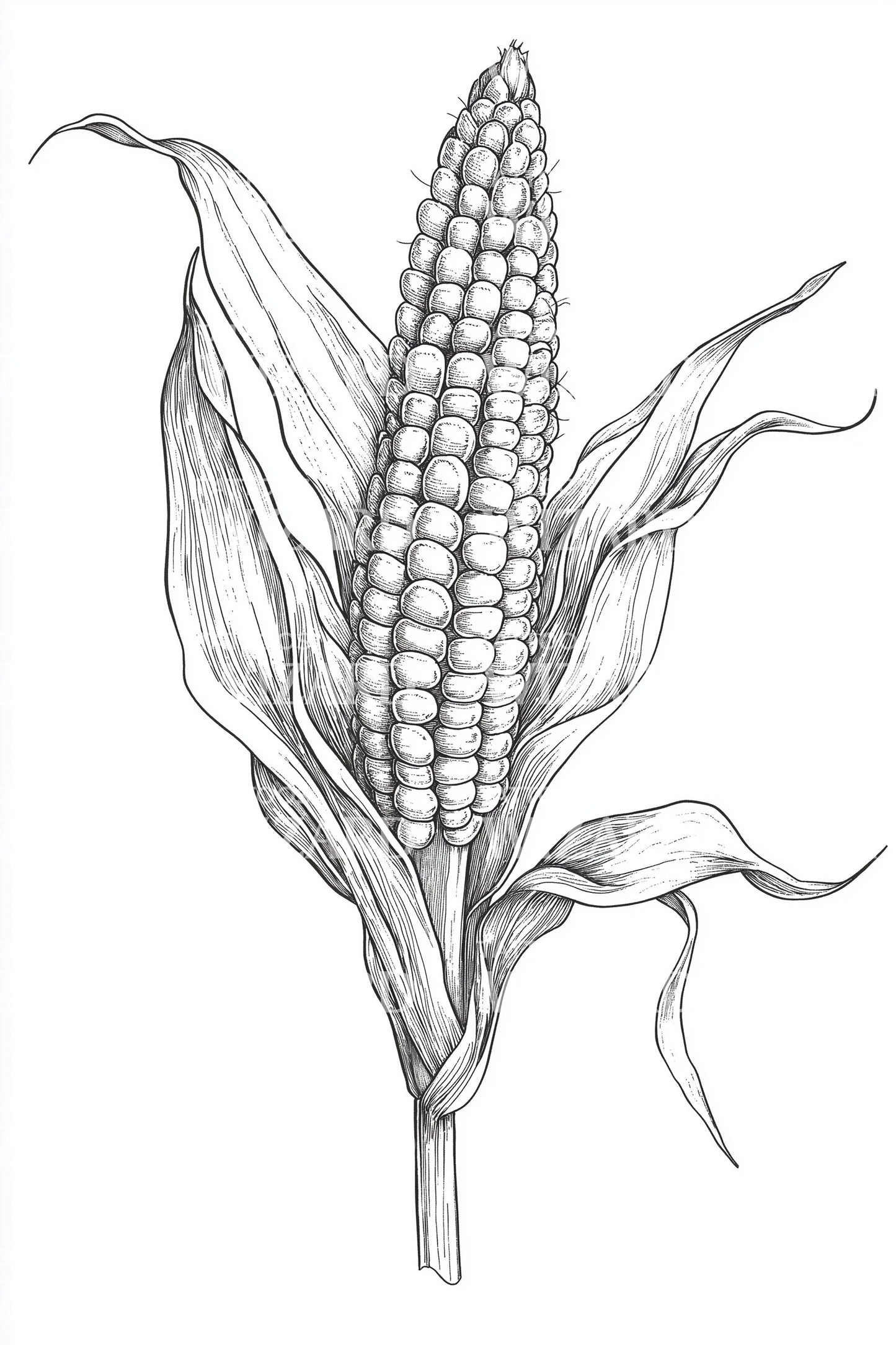 Corn Husk Line Tattoo Design