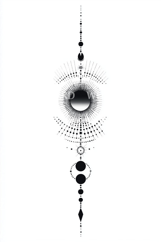 Cosmic Axis Dotwork Tattoo Idea