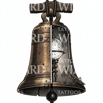 Kosmische Stolp Bidsprinkhaan Tattoo-Ontwerp