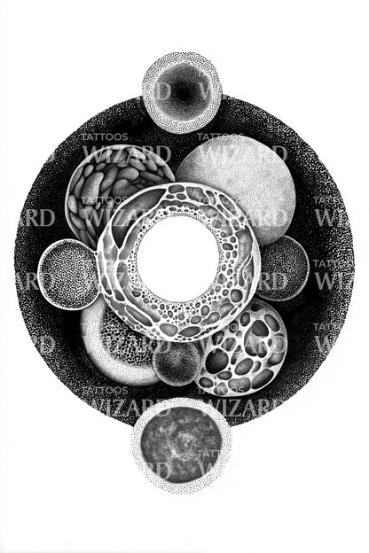 Cosmic Cell System Tattoo Design
