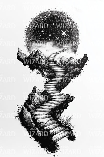 宇宙悬崖倒影纹身插图