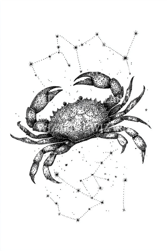 Kosmisch Sterrenbeeld Krab Tatoeage Ontwerp